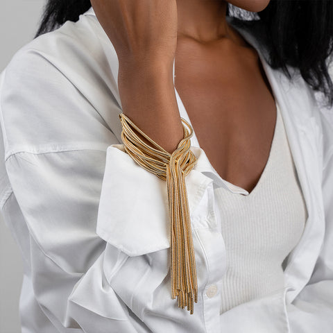 Multi Strand Textured Chain Bracelet gold
