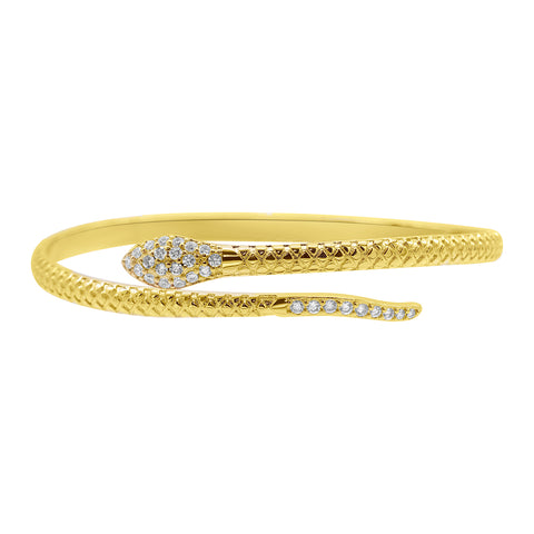 14K Gold Plated Adjustable Crystal Snake Cuff
