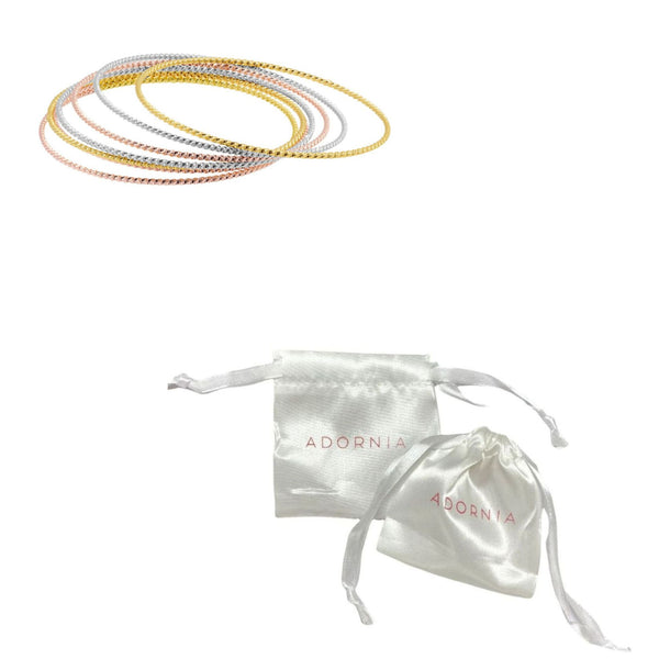 アクセサリー sunny side up Narrow Tangin Bangle 2012 14k Gold Plated 7-Piece Skinny Bangle Set – ADORNIA