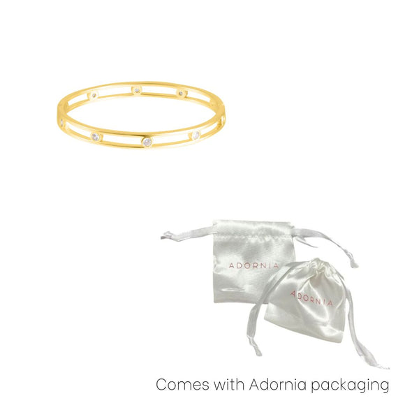 14k Gold Plated Studded CZ Bangle Bracelet – ADORNIA