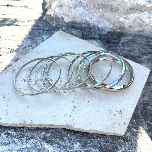 Silver Plated 8-Bangle Set – ADORNIA