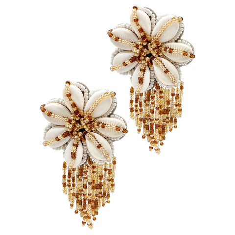 Sea Shell and Bead Flower Earring