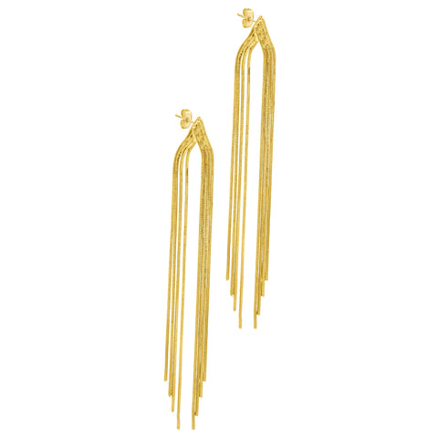 14K Gold Plated Multi-Strand Slinky Drop Earrings