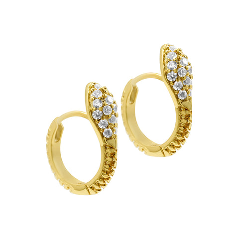 14K Gold Plated Snake Crystal Wrap Huggie Earrings