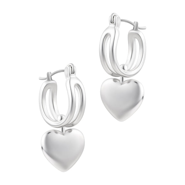 Silver Plated Heart Huggie Earrings – ADORNIA Silver Plated Heart Huggie Earrings – ADORNIA