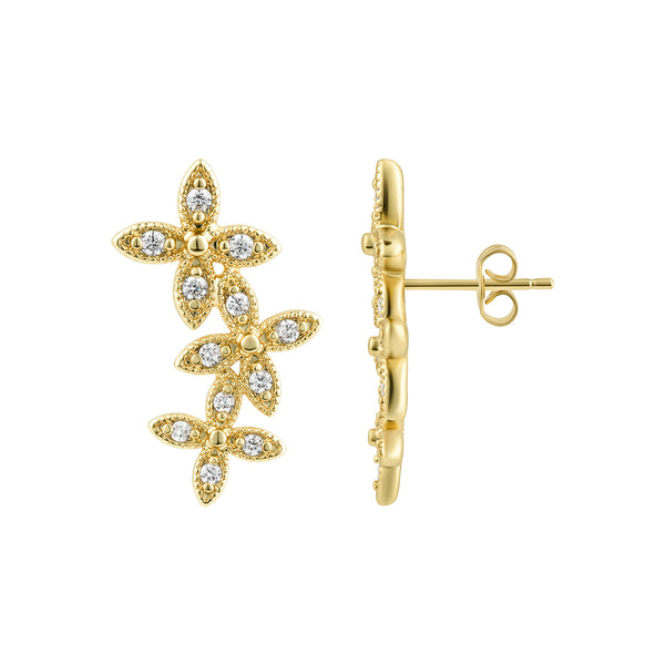 14k Gold Plated Curved Flowers Earrings – ADORNIA