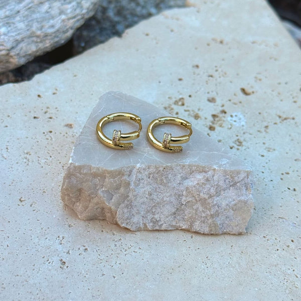 14k Gold Plated CZ Nail Hoops – ADORNIA