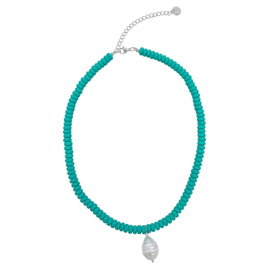 Turquoise Beaded Necklace with Freshwater Pearl