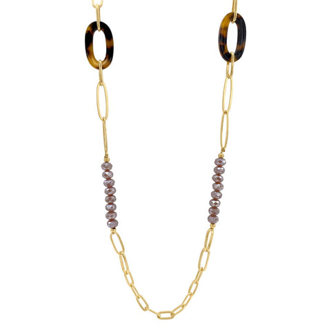 Mixed Media Oval Link Chain Necklace gold