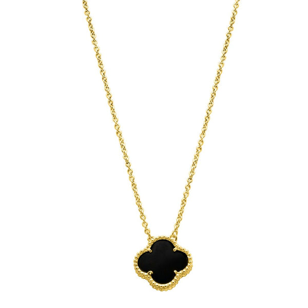 14k Gold Plated Black Flower Necklace – ADORNIA