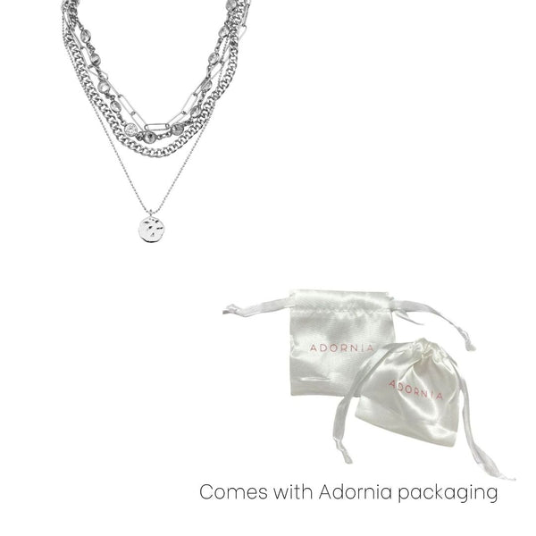 Messy Layered Necklace Set with Pebbled Charm – ADORNIA