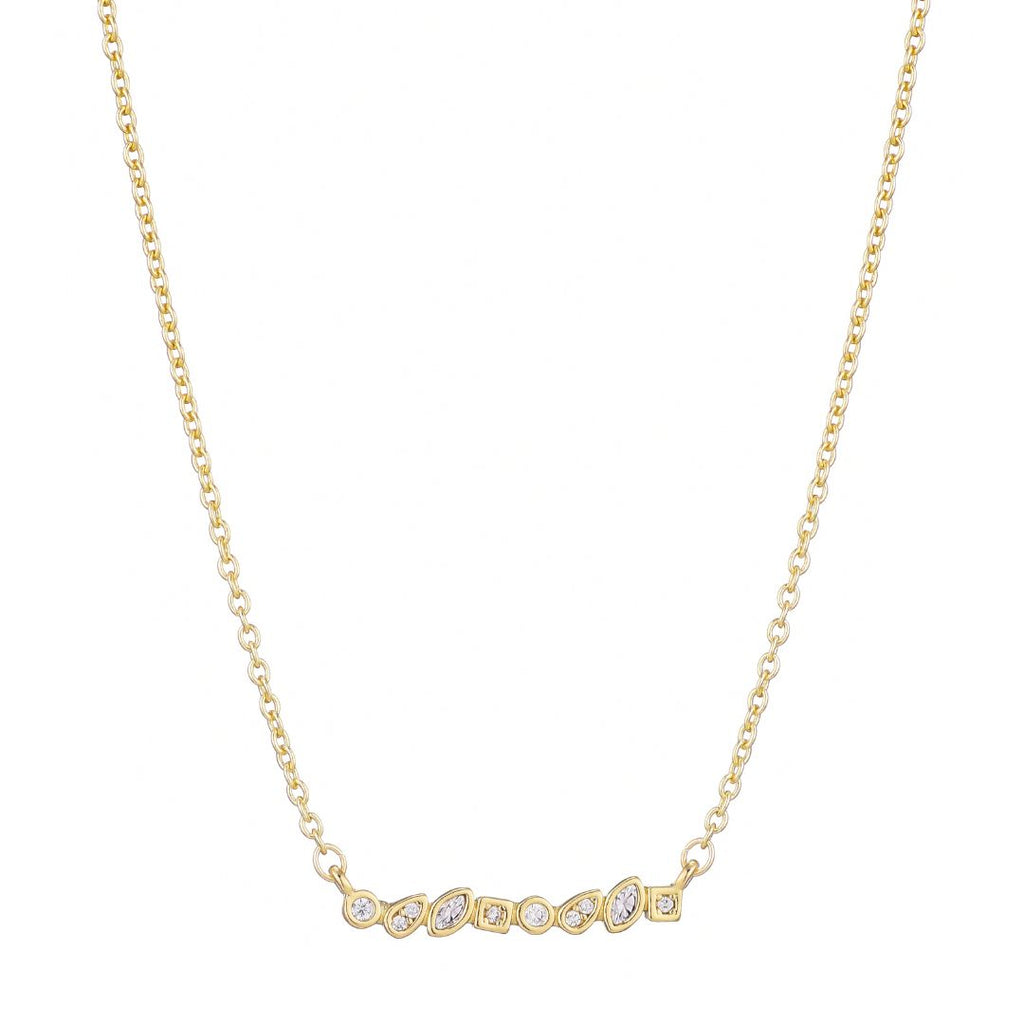 14k Gold Plated Dainty Mixed Shape Bar Necklace