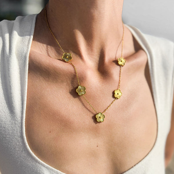 Tarnish Resistant 5-Leaf Clover Station Necklace – ADORNIA