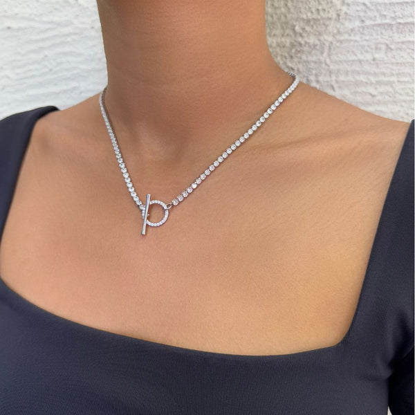 Crystal Toggle Tennis Necklace – ADORNIA