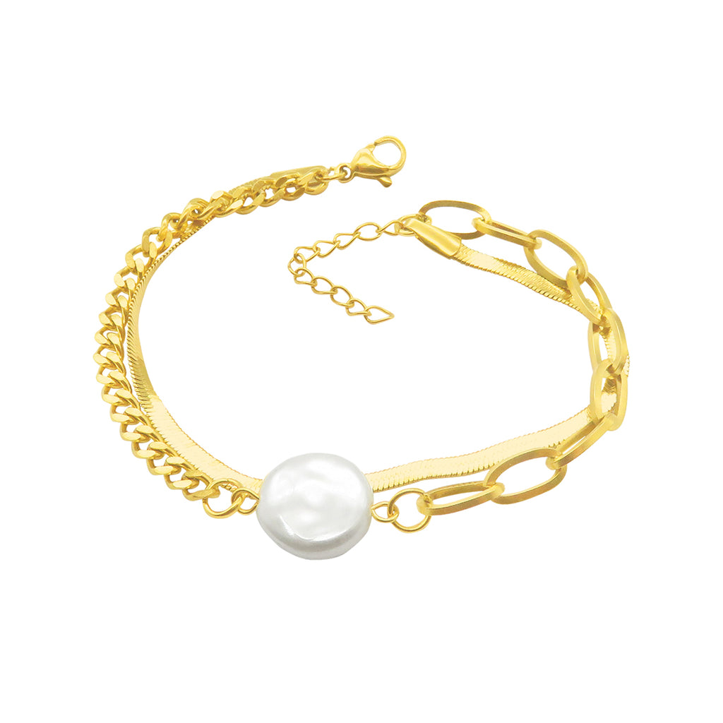 Mixed Chain Pearl Bracelet gold