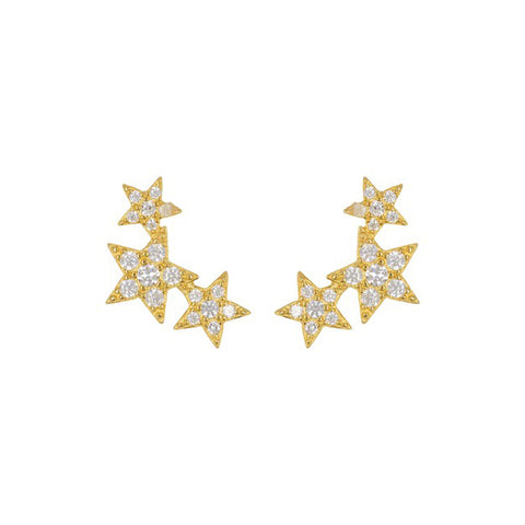 Shooting Star Stud Earrings silver gold