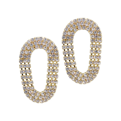 Pave Cascade Oval Hoops gold