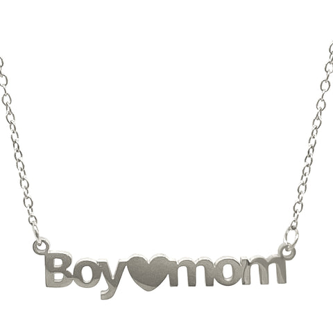 Boy Mom Heart Necklace silver