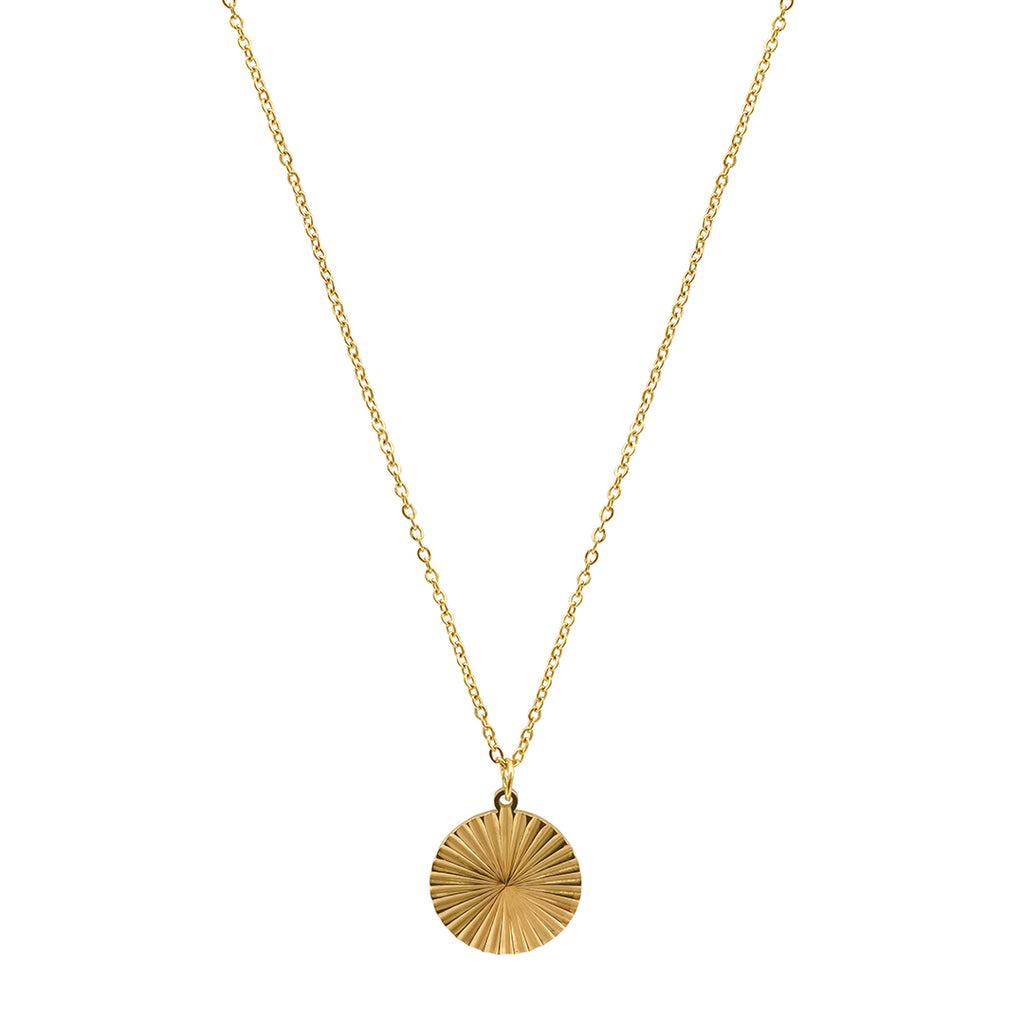 Tarnish Resistant 14k Gold Plated Medallion Burst Pendant Necklace