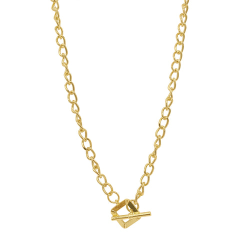 Open Curb Chain Square Toggle Necklace gold