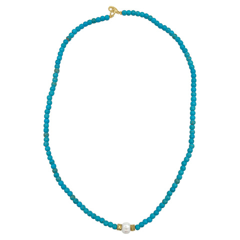 Turquoise Beaded Necklace with Pearl