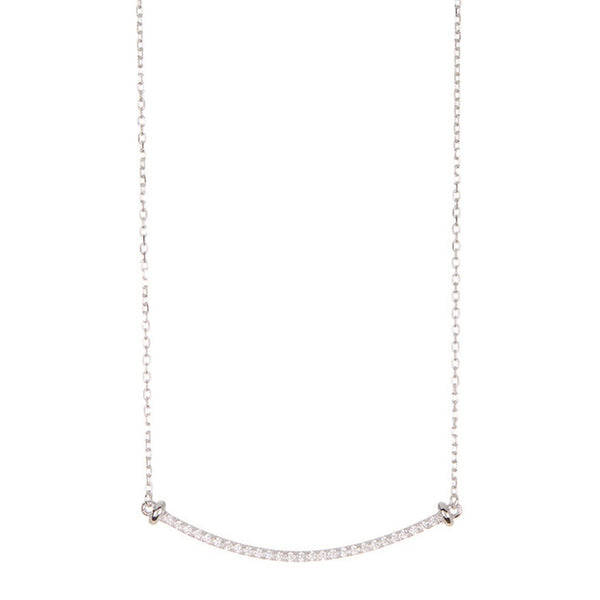 CURVE BAR NECKLACE　(ロジウムシルバー) Adornia Crystal Curved Bar Necklace silver – ADORNIA