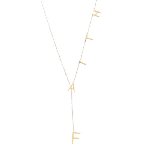 Faith Lariat Necklace silver gold rose gold