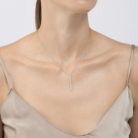 Vertical Crystal Bar Necklace silver gold