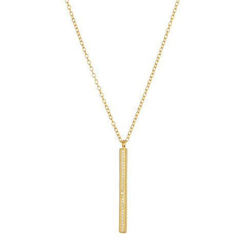 Vertical Crystal Bar Necklace silver gold