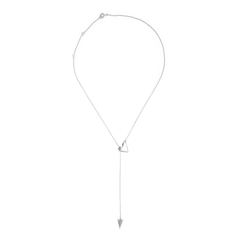 Heart and Arrow Adjustable Lariat Necklace silver gold