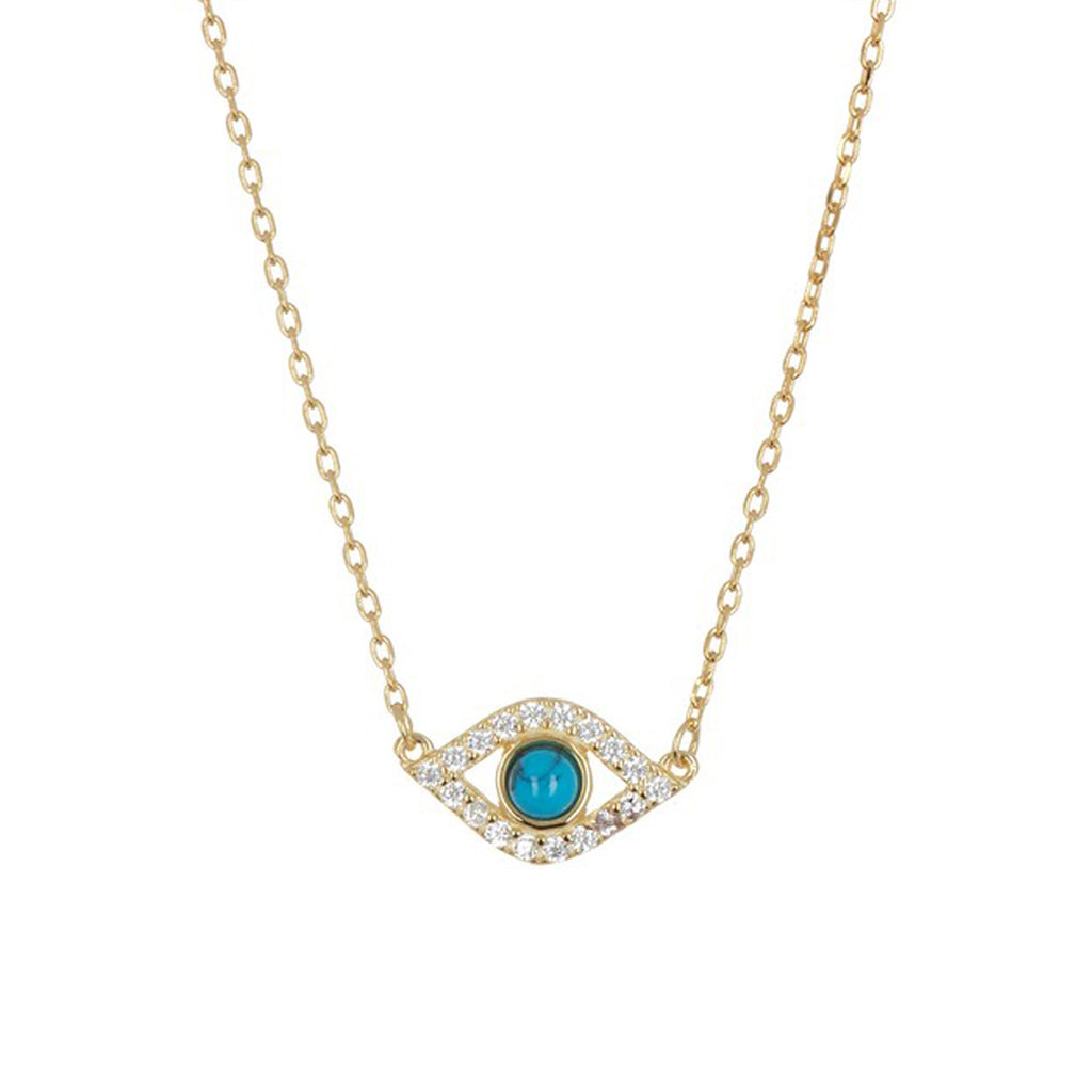 14k Gold Plated Evil Eye Charm Necklace