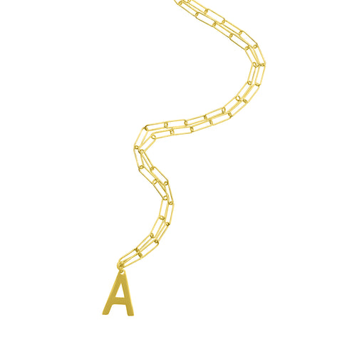 Initial Necklace Paper Clip Chain silver gold