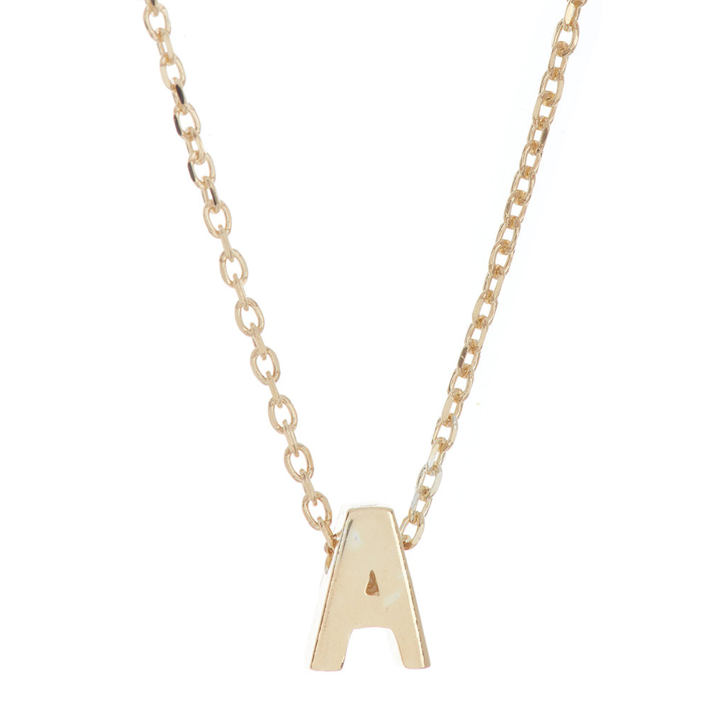 14k Gold Plated Mini Initial Pendant Necklace