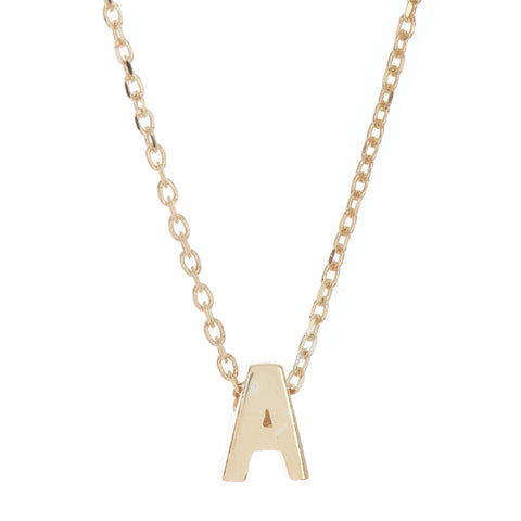 14k Gold Plated Mini Initial Pendant Necklace