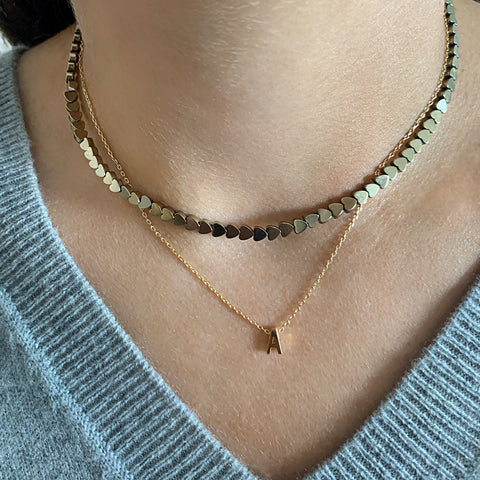 14k Gold Plated Mini Initial Pendant Necklace