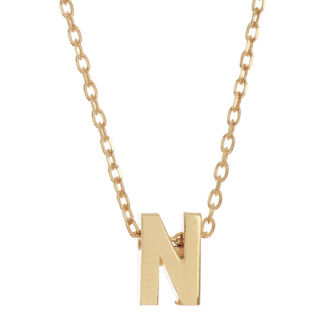 14k Gold Plated Mini Initial Pendant Necklace