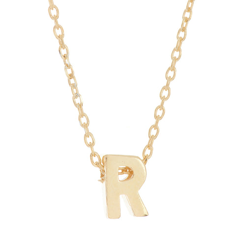 14k Gold Plated Mini Initial Pendant Necklace