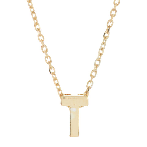 14k Gold Plated Mini Initial Pendant Necklace