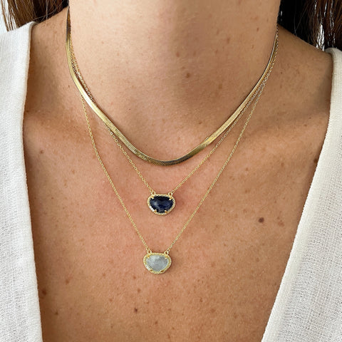 September Birthstone Necklace sapphire silver gold