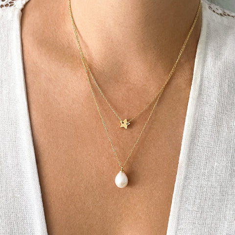Layered Freshwater Baroque Pearl Necklace gold