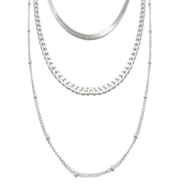Adornia Triple Layered Chain Necklace silver gold – ADORNIA