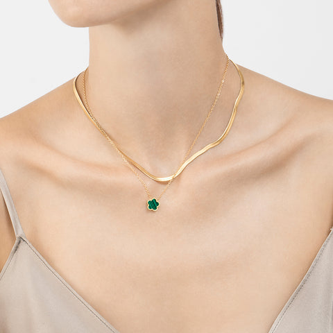 Green Clover Necklace gold