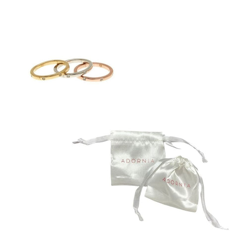 Tarnish Resistant Tri-Color Dotted Eternity Band Set