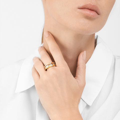 Tarnish Resistant Tri-Color Dotted Eternity Band Set