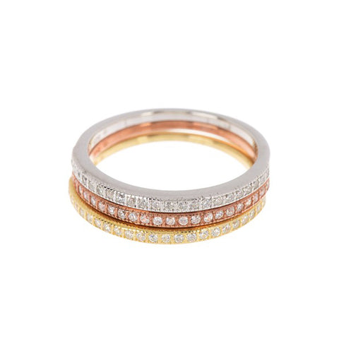 Tri-Color Half Eternity Triple Band