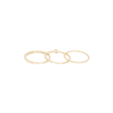 Three Band Ring Set silver gold