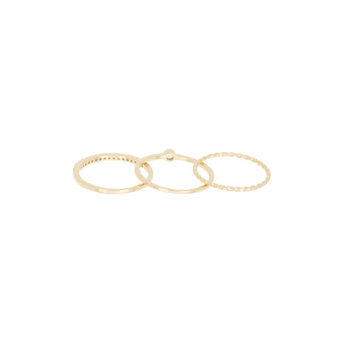14k Gold Plated Three Band Ring Set