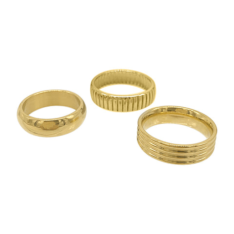 Wide Stacking Band Set gold