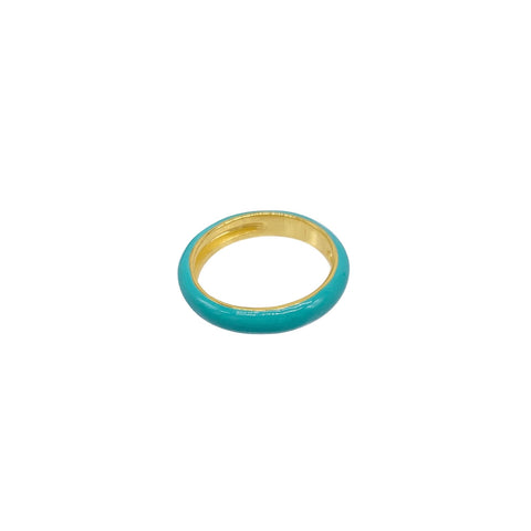 4mm Aqua Enamel Donut Band gold