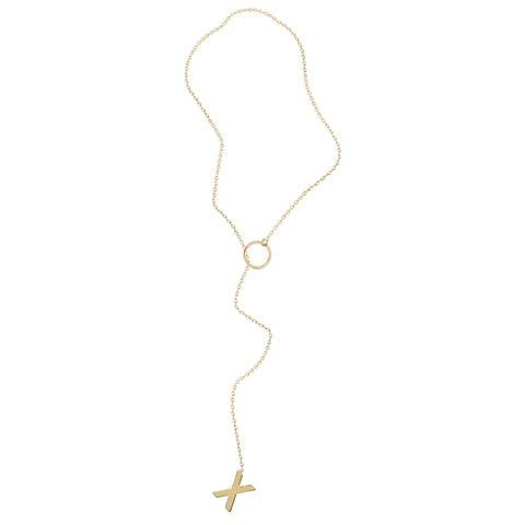 XO Lariat Necklace silver gold rose gold